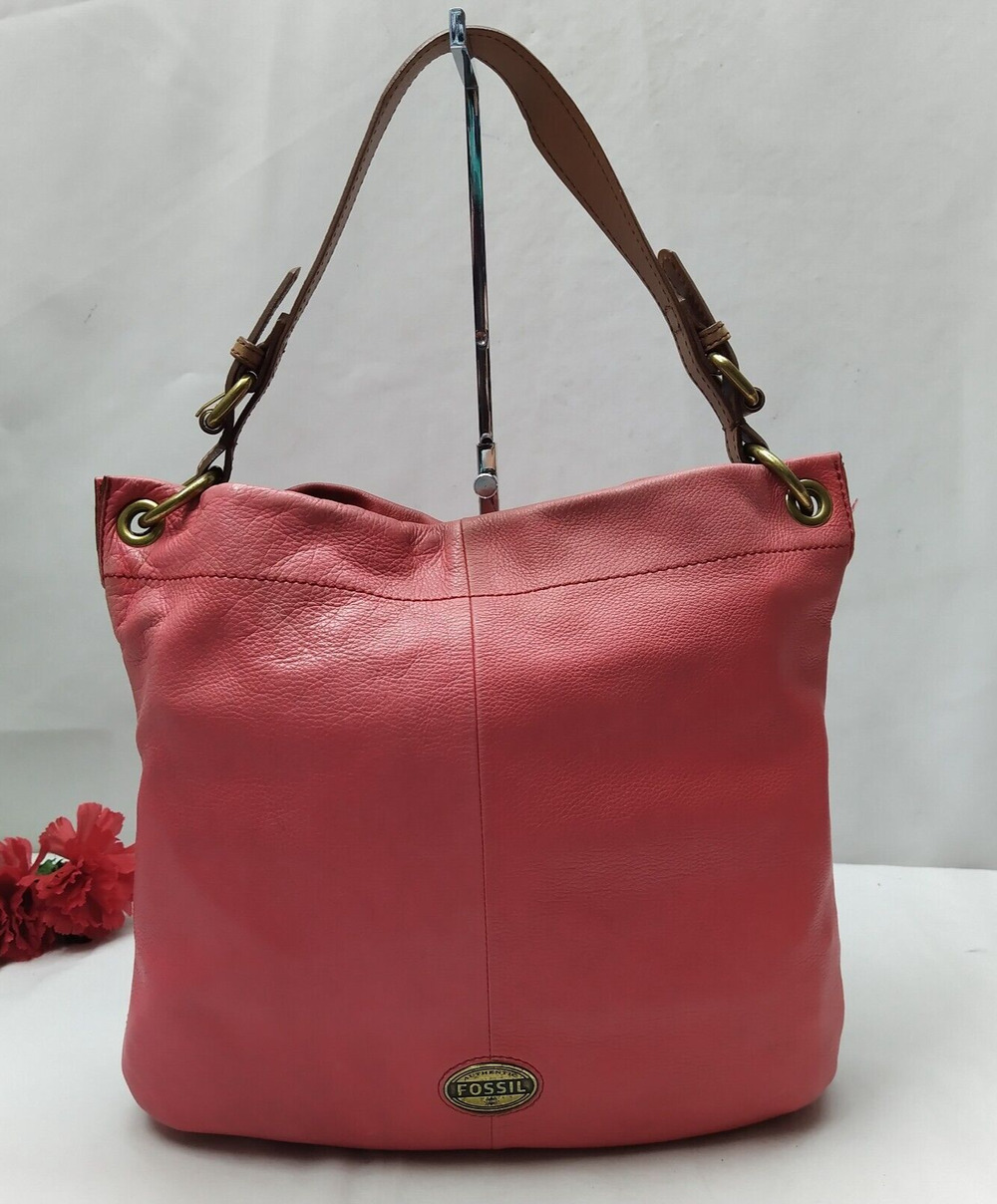 Fossil Red Leather Zipper Closure Hobo Shoulder Bag